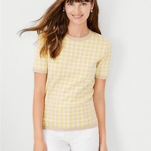 Ann Taylor Houndstooth Sweater Tee Sz Small Petite